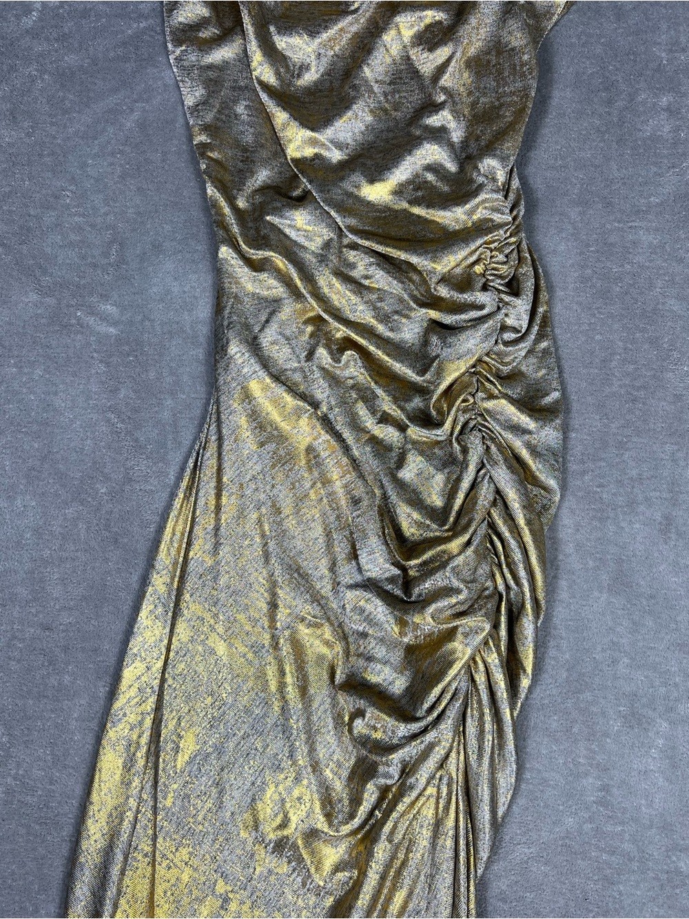 Anthropologie Dress Womens XS The Maya Ruched Cowl Neck Shine Edition Midi Dress - Picture 8 of 12